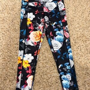 ZYIA women’s Floral Leggings - Black with Multicolor